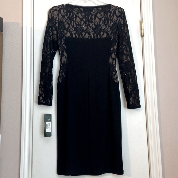 Ralph Lauren Black & Tan Lace Long Sleeved Dress - Picture 3 of 5